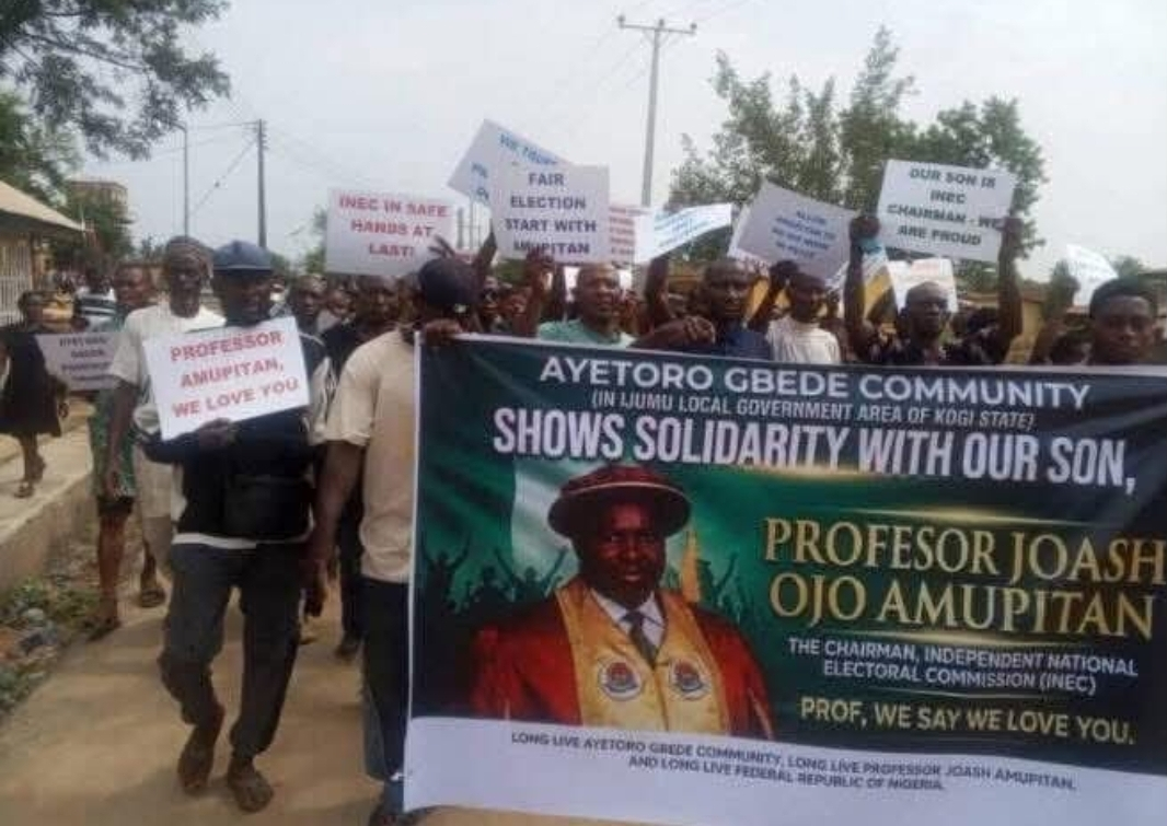 “Leave Our Son Alone!” — Kogi Community Stages Massive Rally Backing INEC Chairman Amupitan